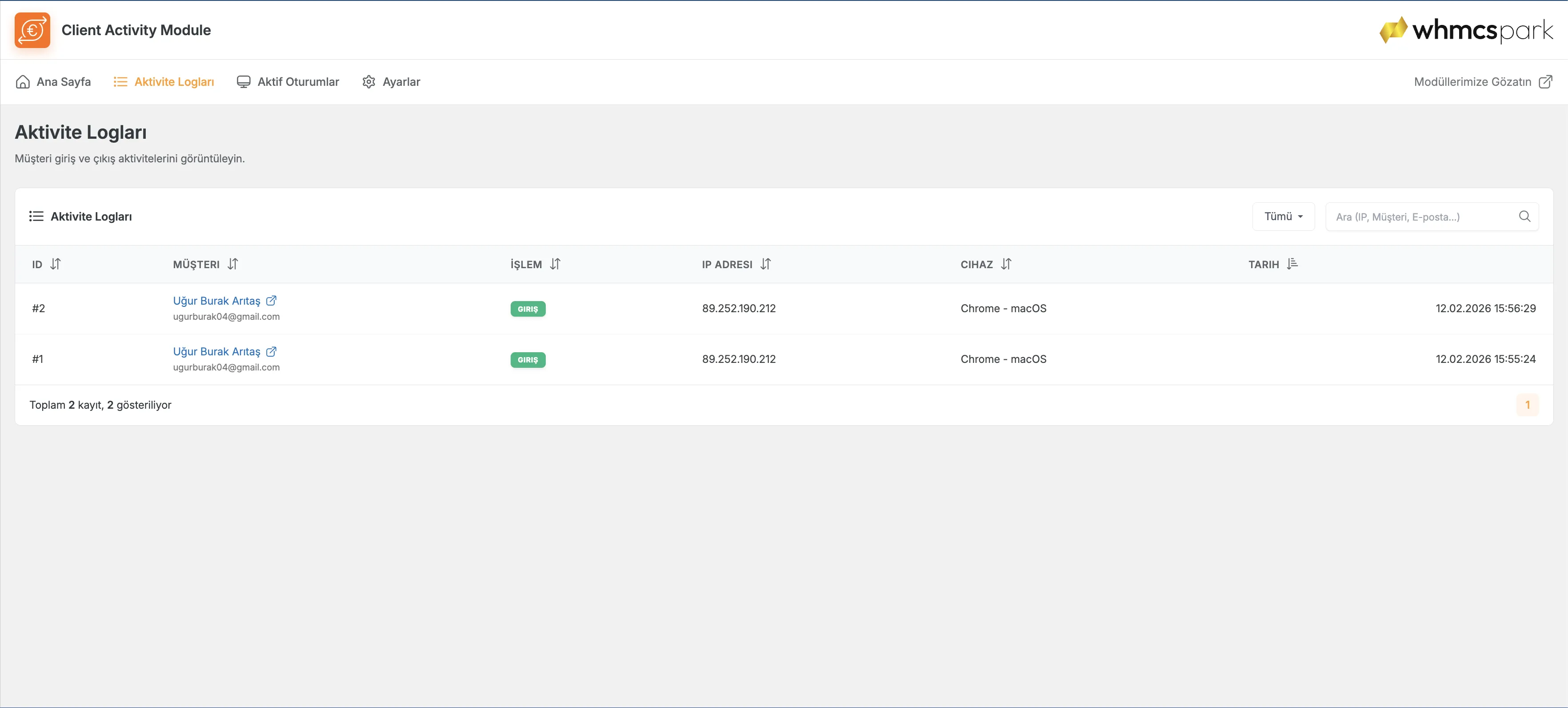 Client Activity Module