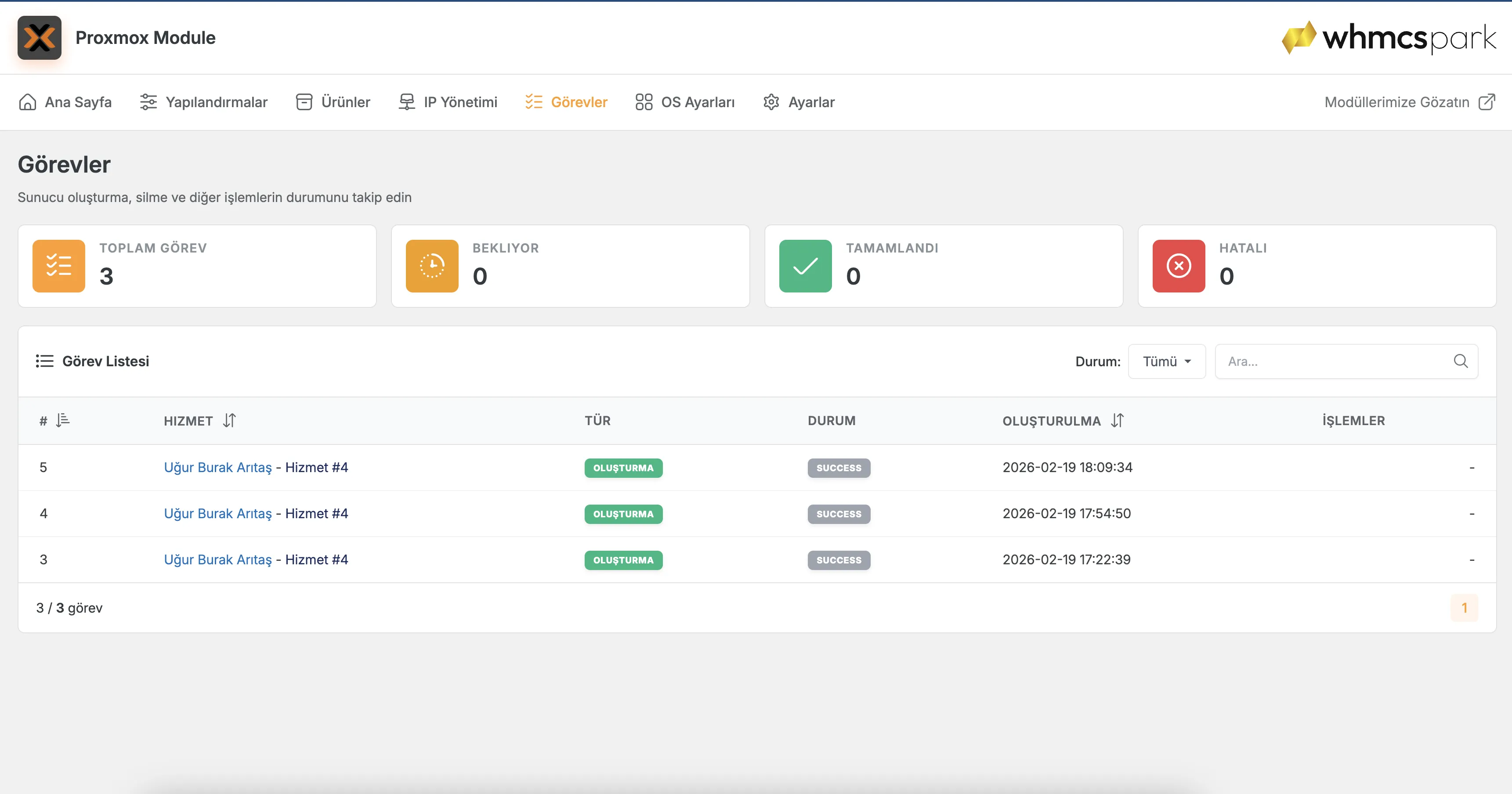 Proxmox VE Modülü