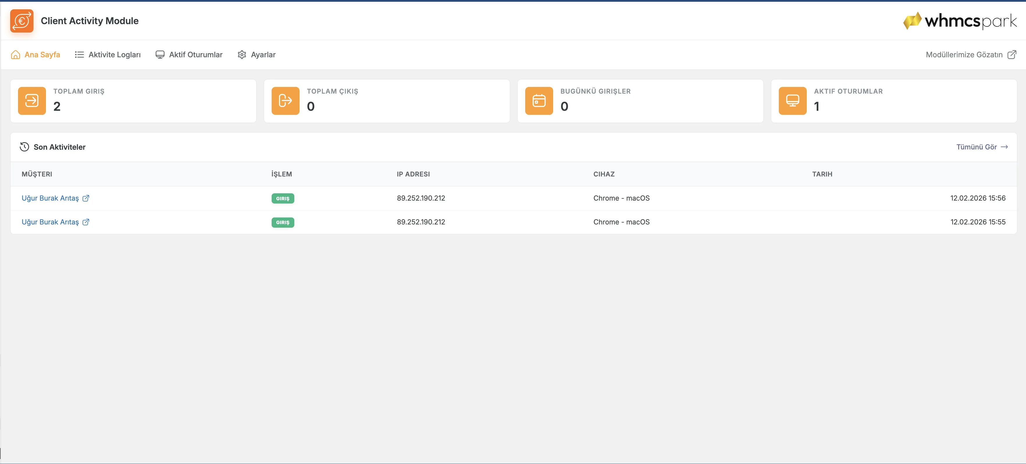 Client Activity Module