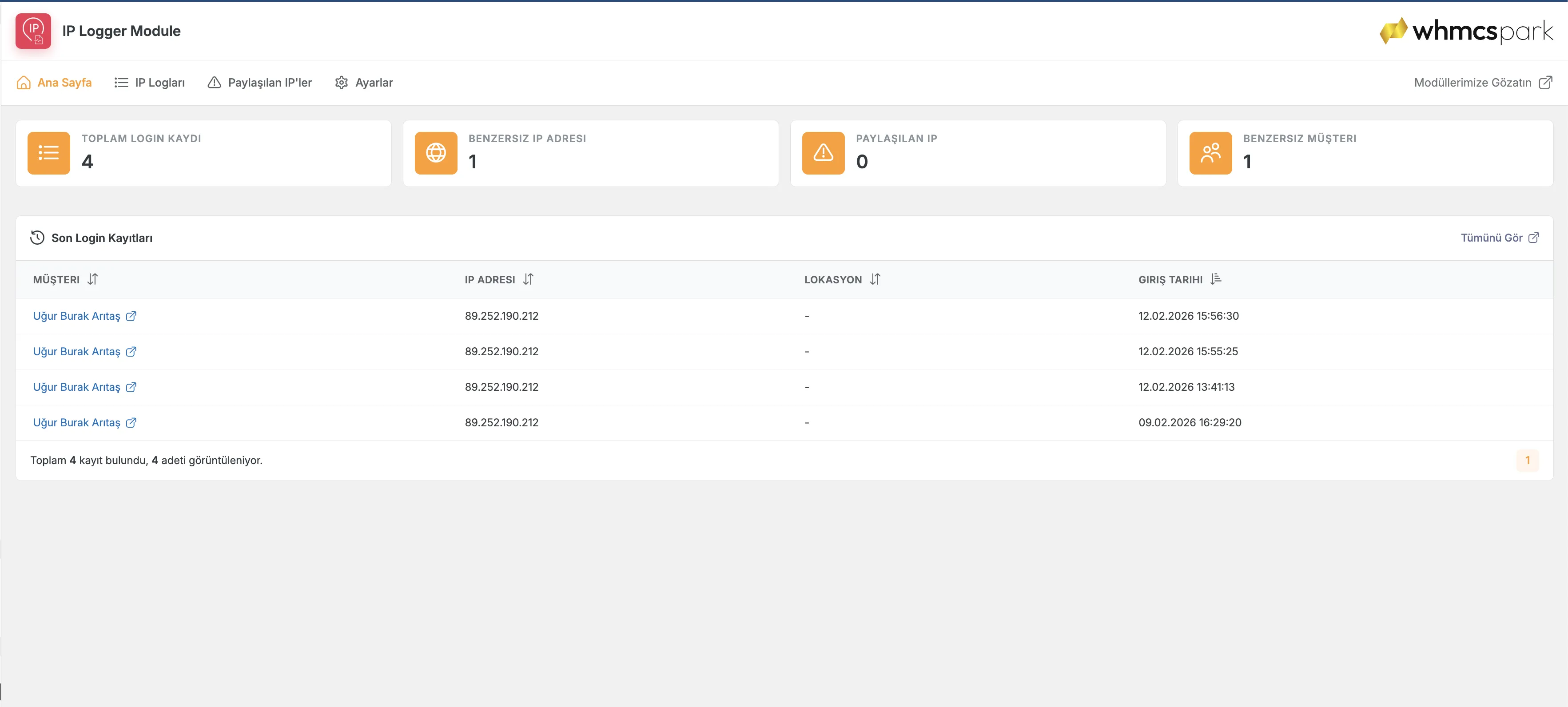 IP Logger Modülü