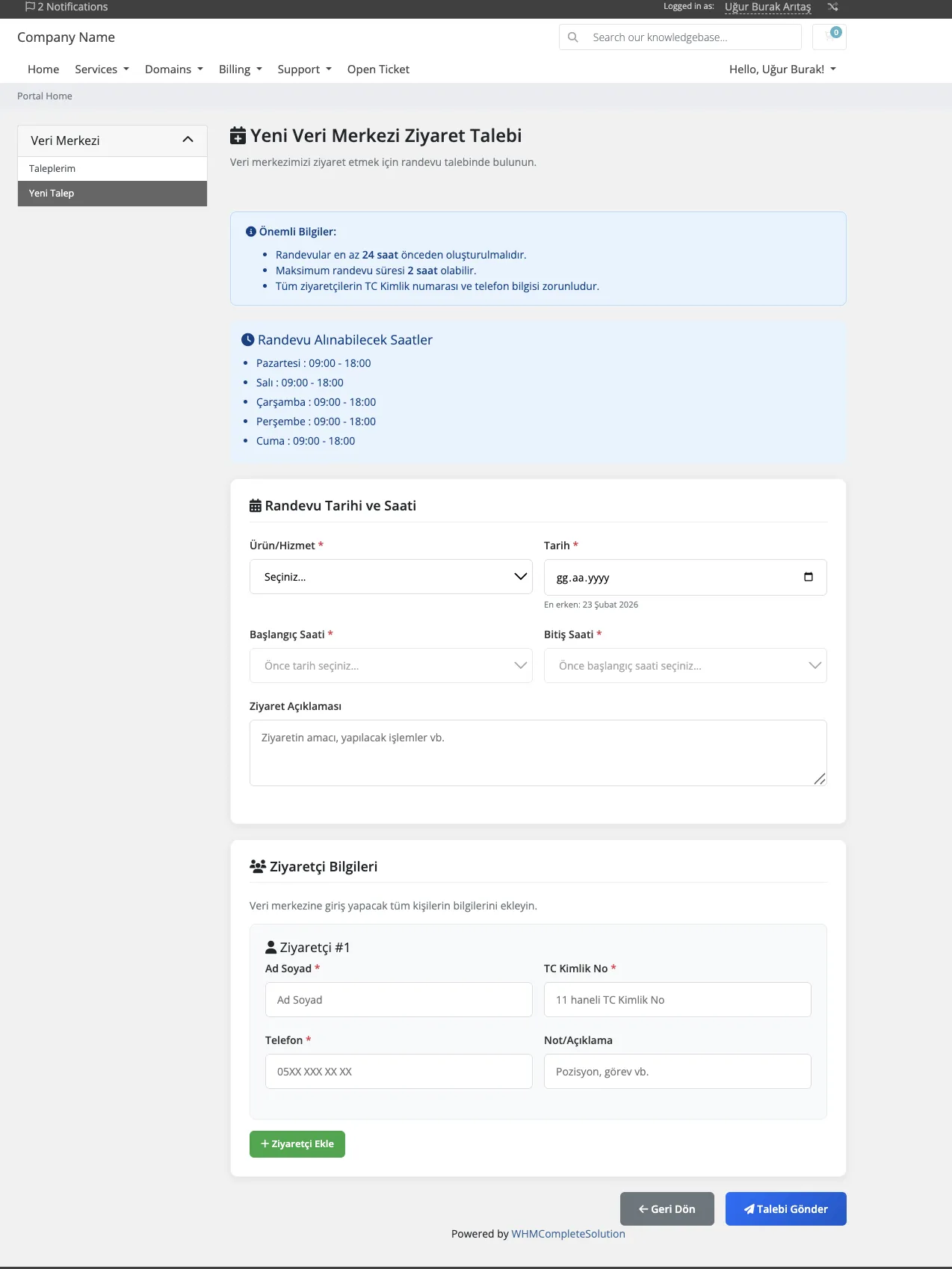 Datacenter Visit Requests Module