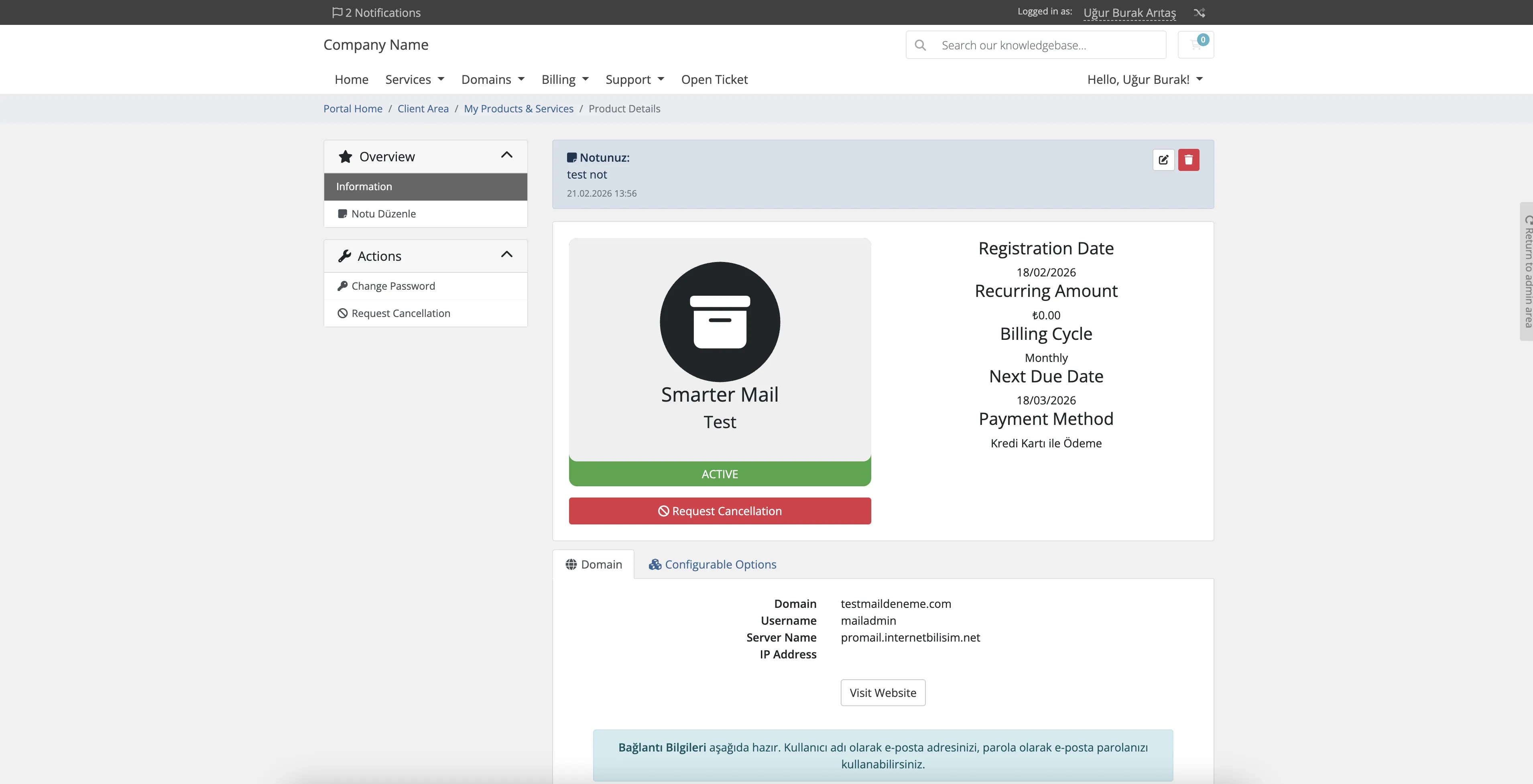 Service Note Module