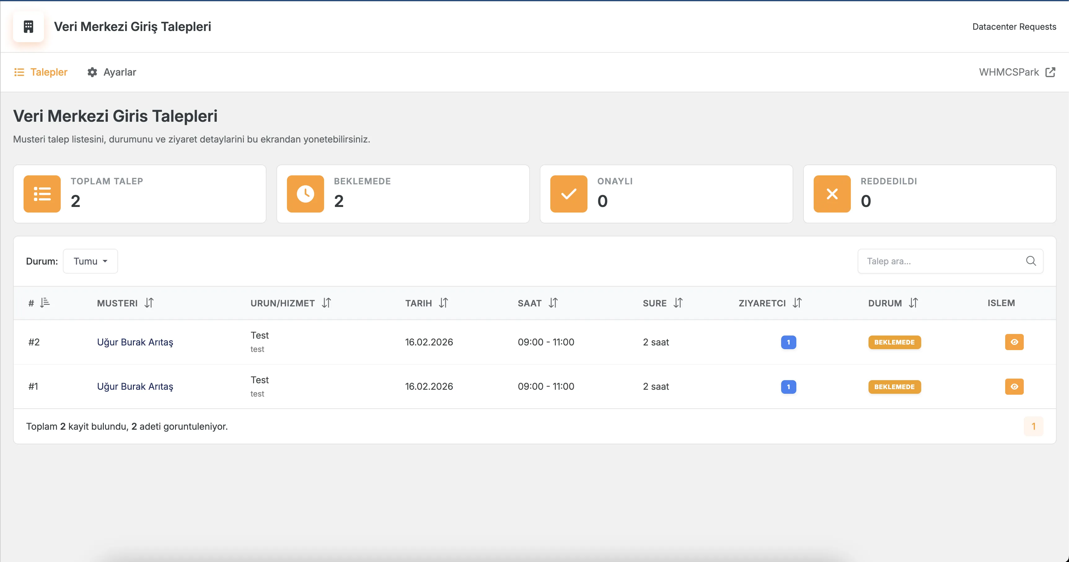 Datacenter Visit Requests Module