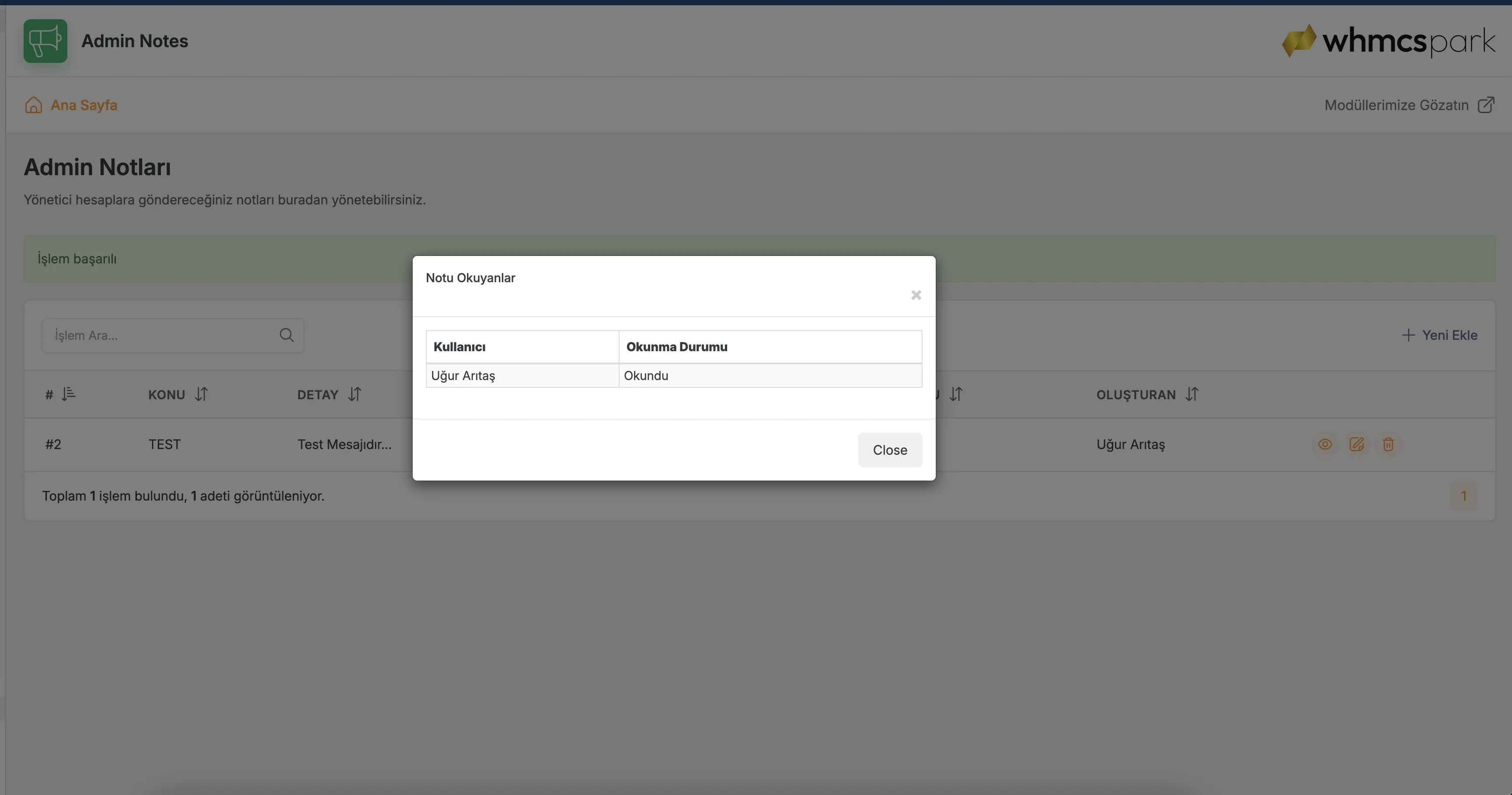 Admin Notes Module
