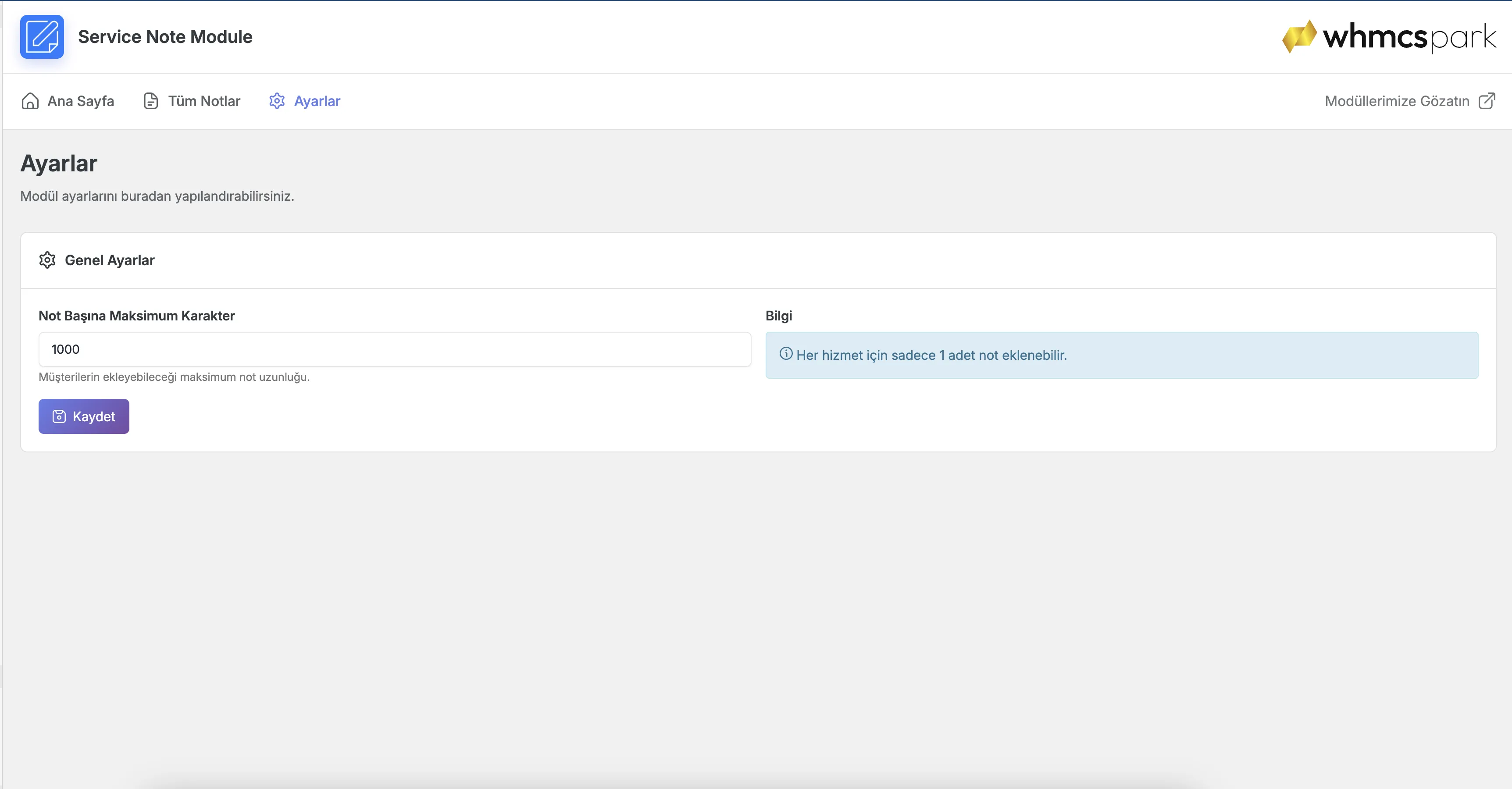 Service Note Module